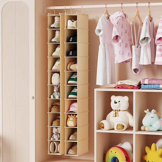 MAX Houser 10-Shelf Hanging Shoe Shelf Organizer, Hanging Shoe Storage for Closet,Pack of 2(Beige) - Image 4