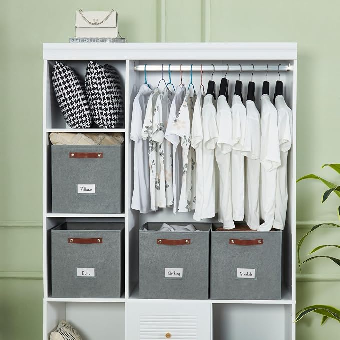 DECOMOMO Storage Cubes, 13x13x13 Storage Cube Bins with Labels, Fabric Organizer Bins (13" / 6pcs, Texture Grey) - Image 9