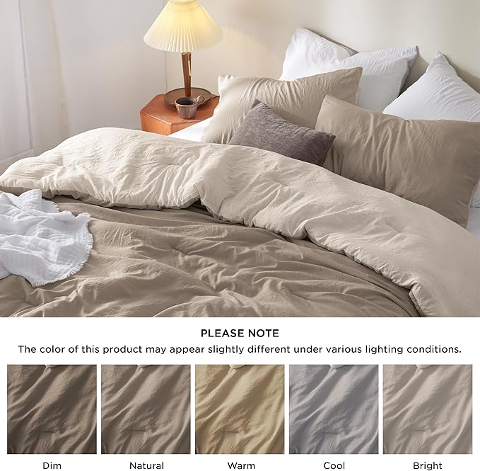 Bedsure Queen Comforter Set, Khaki Beige Soft Prewashed Bedding for All Seasons, 3 Pieces GentleSoft™ Bed Set, 1 Lightweight Comforter (90"x90") and 2 Pillowcases (20"x26")