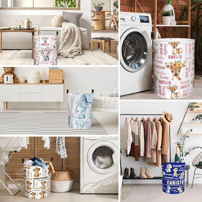 Custom Name Laundry Hamper, Personalized Laundry Basket with Name for Baby Boys Girls, Customized Collapsible Dirty Clothes Hamper Storage with Handles for Bedroom Bathroom Dorm Room Decor - Image 7