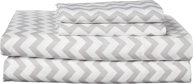 King Size Sheets - Breathable Luxury Bed Sheets with Full Elastic & Secure Corner Straps Built In - 1800 Supreme Collection Extra Soft Deep Pocket Bedding Set, Sheet Set, King, Chevron Gray