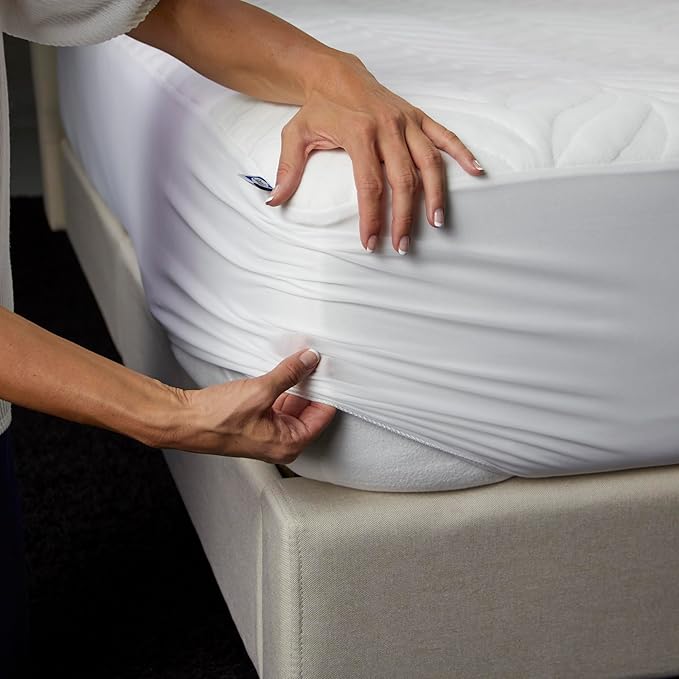 Sealy Flex Bamboo Mattress Cover Protector, Queen- PerfectGrip Stretch Sidewalls Fitted, Waterproof