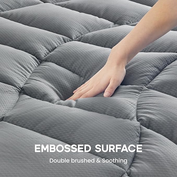 Sonive King Mattress Protector, Mattress Topper up to 21 Inches Deep Pocket Pad with 5-Zone Ergonomic Design, Soft Mattress Pad Microfiber Breathable Mattress Cover Machine Washable Grey