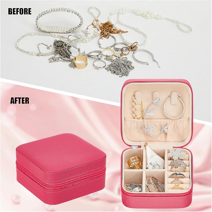 Taiyin Travel Jewelry Case, Bridesmaid Gifts Mini Jewelry Organizer, PU Leather Portable Earring Box for Women Girls - Image 5