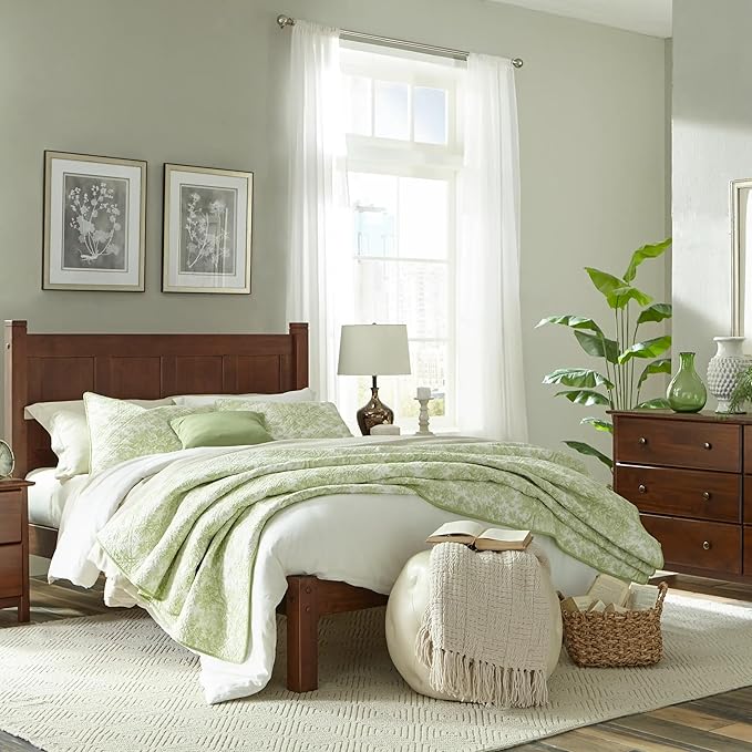 Grain Wood Furniture Shaker Solid Wood 5 Piece Bedroom Set in Cherry, King Bed