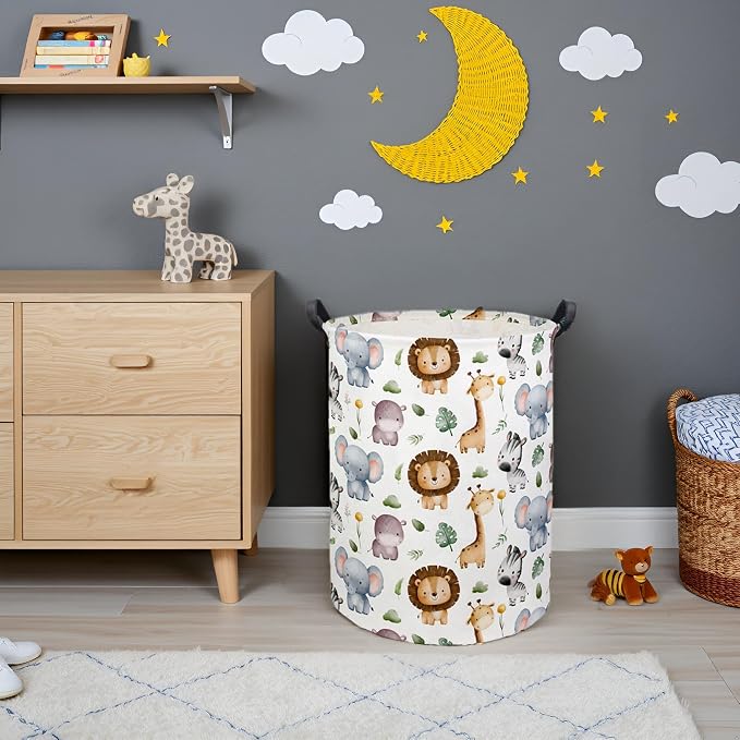 HIYAGON Baby Laundry Hamper Basket Baby Hamper for Nursery Boy and Girl Cute Kids Toys Storage Bin Organizer Animal Room Decor(Animal) - Image 3