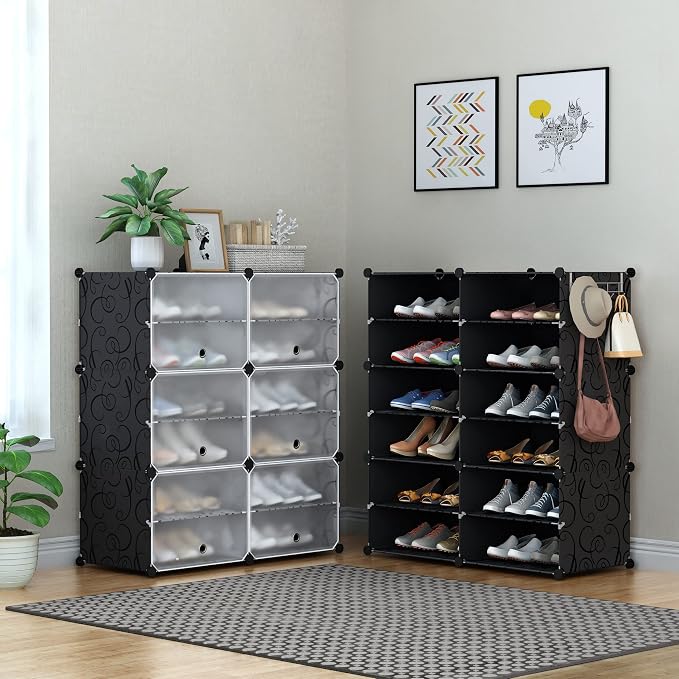 HOMIDEC Shoe Rack Organizer, 6 Tier Storage Cabinet 24 Pair Plastic Shoe Shelves for Closet Hallway Bedroom Entryway - Image 7
