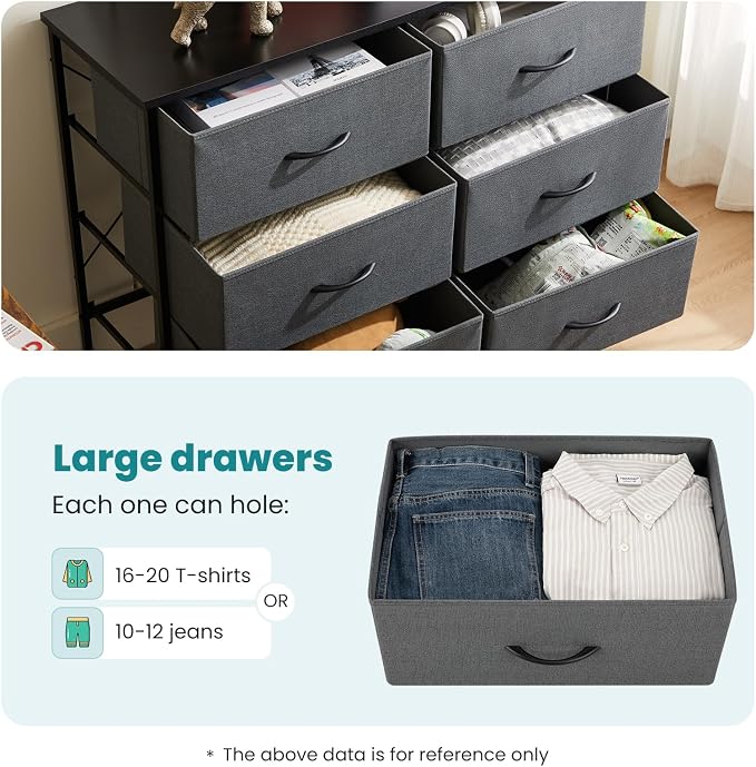 OLIXIS 6 Drawers Storage Organizers Units, Closet Organizers and Storage for Clothes, Fabric Storage Drawer TV Stand for Living Room, Chest of Dresser in 31.5" D x 11.8" W x 31.5" H, Grey - Image 4
