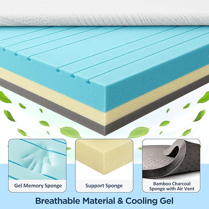 EnHomee 4 Inch Memory Foam Mattress Topper, Twin Mattress Topper for Back Pain and Washable Tencel Cover for Master Bedroom, Guest Room, Soft & Pressure Relief & Breathable, CertiPUR-US Certified