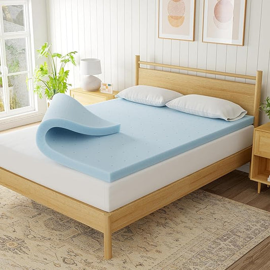 3 Inch Full Mattress Topper, Cooling Gel Infused Memory Foam Twin Mattress Pad in a Box, Back Support for Pressure Relief, CertiPUR-US Certified, Blue