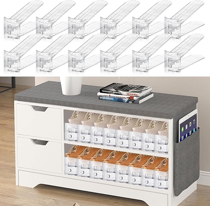 FENRUNXU Shoe Slots Organizer for Closet,6 Pack Shoe Stacker Shoe Rack Organizer for Closet Space Saver Storage Shoe Holder Organization(Transparent) - Image 9
