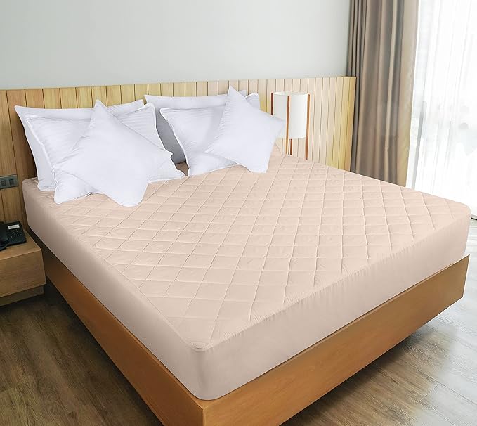Utopia Bedding Quilted Fitted Mattress Pad, King Size, Elastic Fitted Mattress Topper Protector and Cover with Deep Pocket Stretches up to 16 Inches, Machine Washable (Beige)