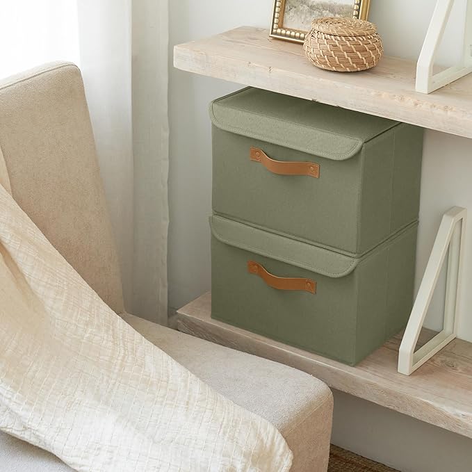 ZICOTO Decorative Linen Storage Boxes with Lids - Large Set of 2 Organizer Bins for Your Home Decor - The Perfect Container to Safely Store Photos, Documents and Memory Box Keepsakes in Style - Image 7
