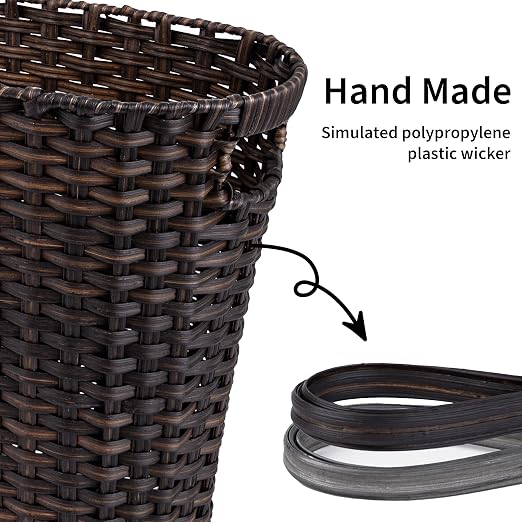 GRANNY SAYS Wicker Trash Can, Bathroom Trash Can with Handles, Wicker Waste Basket for Bathroom, Waste Basket for Bedroom, Decorative Wicker Wastebasket, 19 Liters/5 Gallons, 1-Pack Dark Brown - Image 5