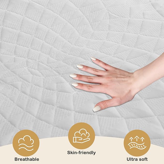 Electric Mattress Pad Full Size 54"x75" with 10 Hours Auto Off 4 Heat Setting Simple Controller Fit Up to 15 Inch Deep Pocket, Machine Washable - White Diamond Printed Pattern