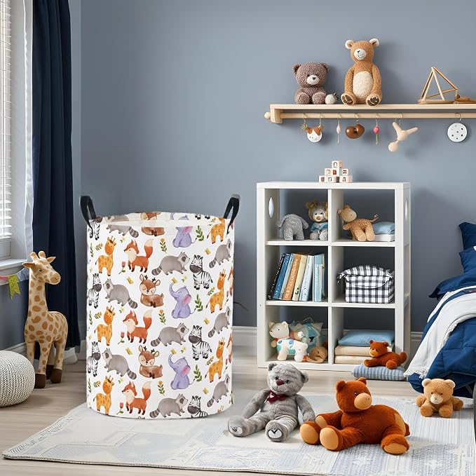 Baby Laundry Basket Baby Nursery Hamper Kids Laundry Basket Toy Storage Bin for Boys Room Decor Gift Baskets for Bedroom Bathroom(Animal) - Image 2