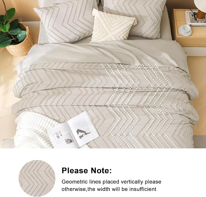 Litanika Oversized Alaskan King Comforter Set with Sheets 128x120, 7 Pieces Super King Plus Bed in a Bag Boho Tufted Bedding Comforter Sets Oatmeal