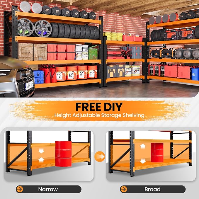 48" W Garage Storage Shelves Heavy Duty, 3000LBS Metal Shelving Units, 4 Tier Tall Metal Shelving, 24" Deep Steel Shelf Rack , Adjustable Utility Standing Shelf for Warehouse/Shop 48"W x 24"D x 70"H - Image 4