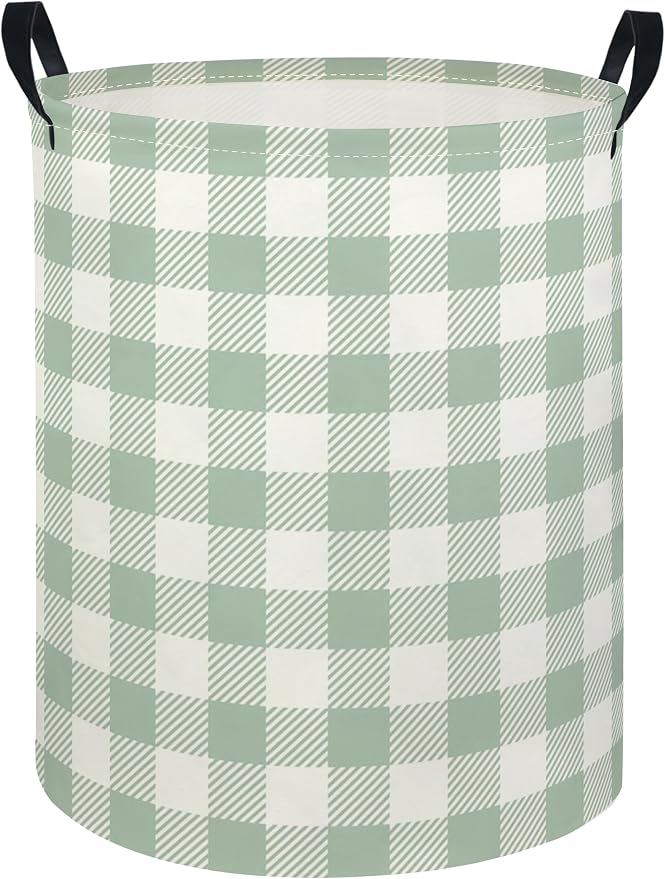 Baby Laundry Hamper kids laundry Basket Waterproof Laundry Bag for Bedroom Toy Clothes Organizer Room Décor(Green Checkered) by Unknown
