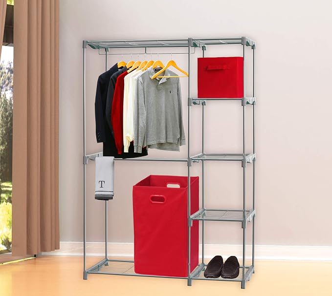 Simple Houseware Foldable Closet Laundry Hamper Basket, Red - Image 4