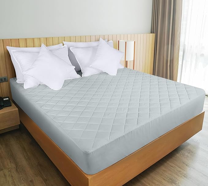 Utopia Bedding Quilted Fitted Mattress Pad, Twin Size, Elastic Fitted Mattress Topper Protector and Cover with Deep Pocket Stretches up to 16 Inches, Machine Washable (Light Grey)