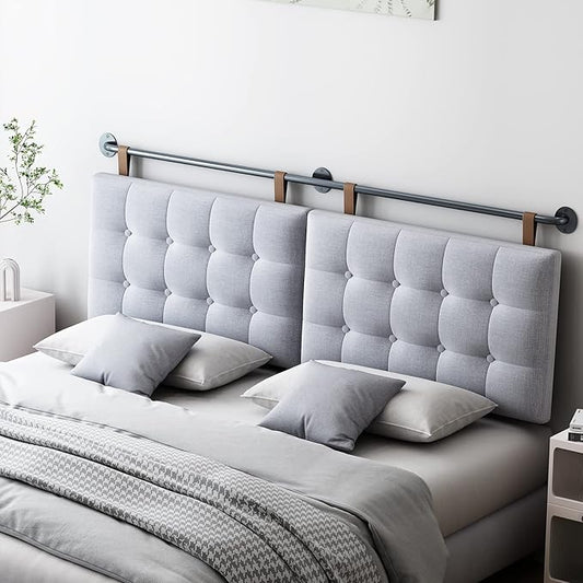 BSHOMGI Headboard Queen Size Headboards for Adjustable Bed Tufted Upholstered Head Board Only Gray Headboards, Fabric Line Headboard in Modern Button Design Bedroom(Gray, Queen)
