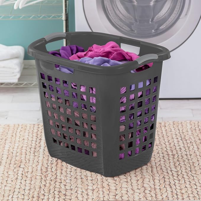 Sterilite 4-Pack 2.1 Bushel Ultra Easy Carry Hamper, Laundry Basket Organizer, Flat Gray - Large Plastic Clothes Bin for Home, Dorm, Bathroom, and Bedroom Organization - Image 5
