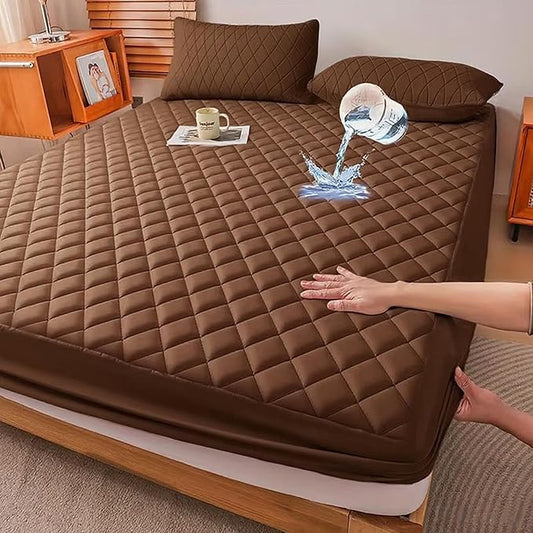 WESLEEPER Mattress Protector Waterproof Mattress Protector Mattress Bed Cover Super Soft Breathable Machine Washable Cover for Home, Bedroom, Hotel (Brown, King)