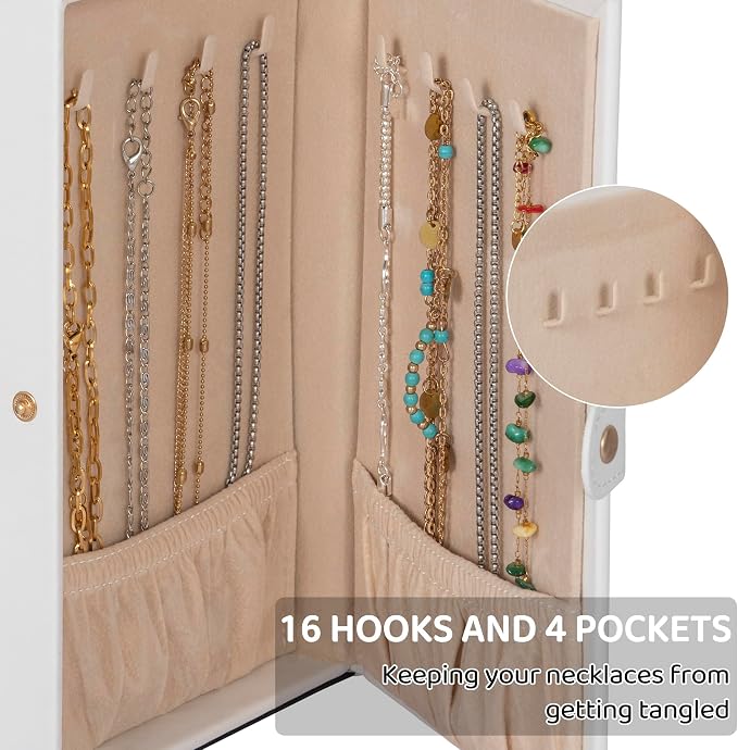 AKOZLIN 6-Tier Jewelry Box Lockable Leather Jewelry Storage Case with 5 Drawers for Women Girls Ring Necklace Earring Bracelet Holder Organizer with Mirror - Image 6
