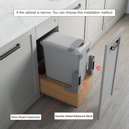 Dowell Single 35Qt Undermount Trash Pull-Out Waste Container with Full Extension Soft-Close Slides, Bottom Mounted, Face Frame/Frameless Min. Cabinet Opening: 12-1/2 Inch Wide-4008 0115 35 - Image 5