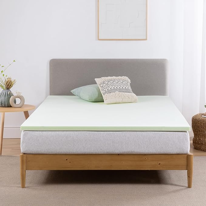 ZINUS 1.5 Inch Green Tea Memory Foam Mattress Topper, Pressure-Relieving Layers, CertiPUR-US Certified, Full