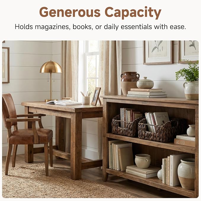 StorageWorks Pantry Baskets for Organizing, Water Hyacinth Storage Baskets for Shelves, Small basket with Built-in Handles, Pantry Organizers and Storage, Brown, Set of 2 - Image 4