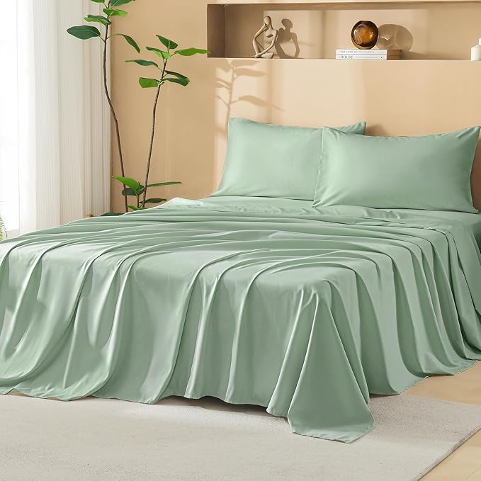 Litanika Oversized King Size Comforter Set with Sheets Sage Green - 7 Pieces Bed in a Bag Oversized King Boho Tufted Complete Bedding Sets with Comforter, Sheets, Pillowcases & Shams