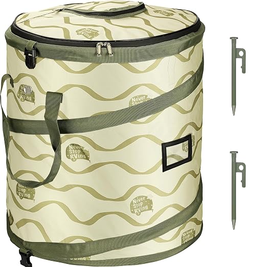 Pop-Up Trash Bin with Removable Divider, Heavy Duty Bottom, Collapsible Storage for Camping, Laundry, Storage and Garden, Waterproof and Tear Resistance Material with Air Vent, Green by AUTOMATTERS