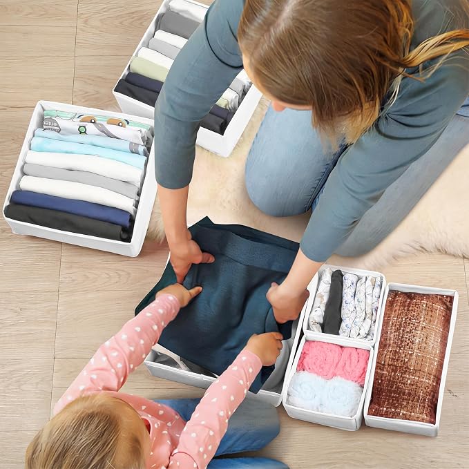 Drawer Clothing Organizer 16-Pack, White 3 Sizes Underwear Drawer Dividers, Fabric Folding Wardrobe Organizer, Can Store Baby Clothes, Bras, Underwear, Panties, Belts, Socks, Ties, etc. - Image 7