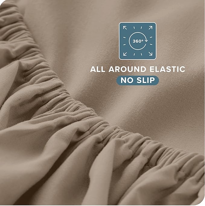 Bare Home Queen Sheet Set - 1800 Ultra-Soft Microfiber Queen Bed Sheets - Double Brushed - Deep Pockets - Easy Fit - 4 Piece Set - Bedding Sheets & Pillowcases (Queen, Pebble)