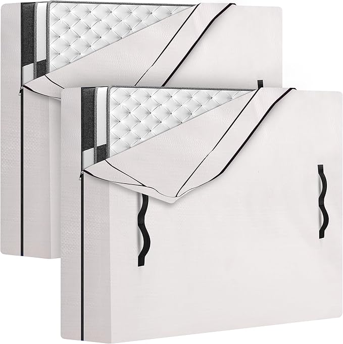 2 Pack Mattress Bags for Moving and Storage with 8 Handles - Semi-Transparent, King