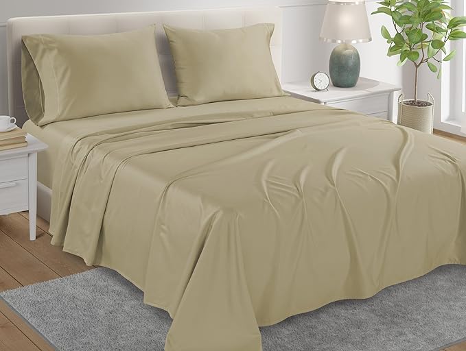 100% Egyptian Cotton Sheets California King Size, 800TC Breathable Bed Sheet Set, 15" Deep Pocket California King Sheets Cotton, Sateen Weave Luxury Hotel Collection No Pill & Shrink - Linen