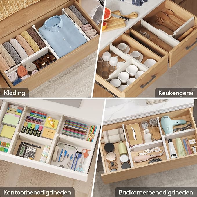 Lifewit 5 Pack 4" High Drawer Dividers 28-43.5cm/11-17" Adjustable Drawer Organizer for Clothes/Utensils, Expandable Drawer Separator in Dresser/Kitchen/Bedroom/Office Organization & Storage Beige - Image 7