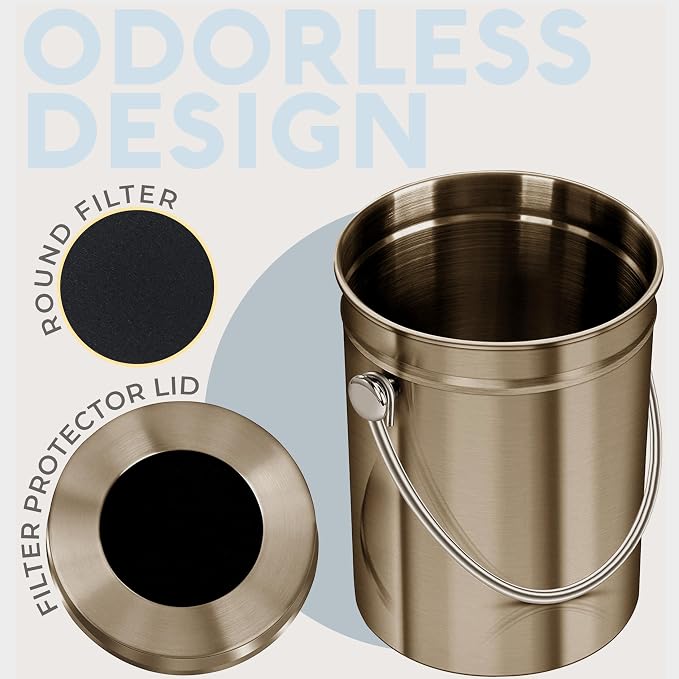 EPICA Countertop Compost Bin Kitchen | 1.3 Gallon | Odorless Composting Bin with Carbon Filters | Indoor Compost Bin with Lid | Stainless Steel Kitchen Composter for Food Scraps & Waste Recycling - Image 6