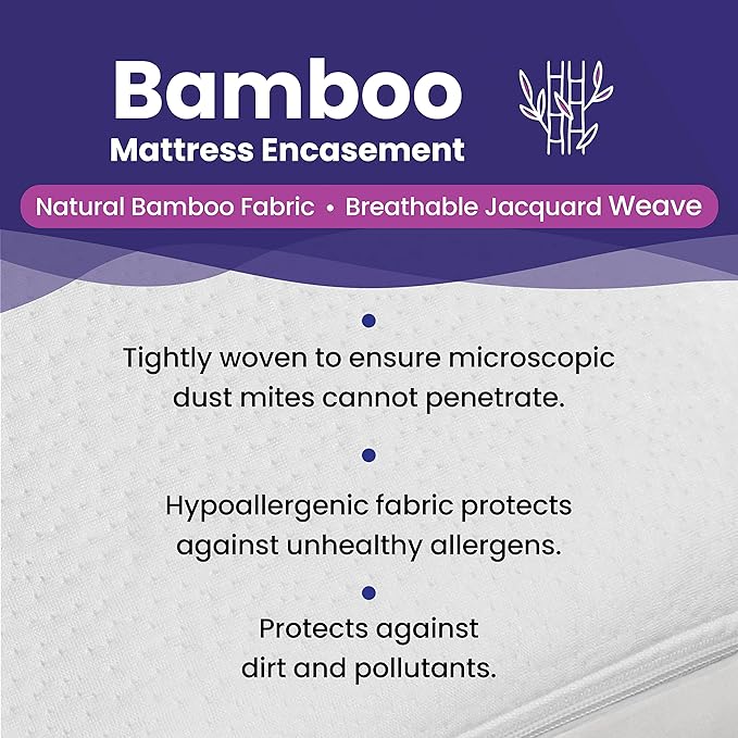 Cal King Size Waterproof Bamboo Mattress Encasement by Slumberfy - Premium Skin-Safe Mattress Protector with 360° EZ Zipper, Lab-Tested Bed Bug Protection, Zippered Encasement (72x84 in)