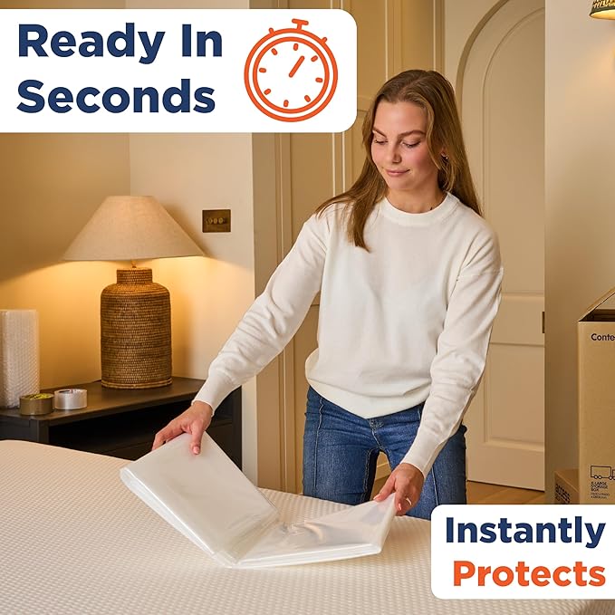 King Mattress Bags for Moving, King Size Mattress Bag for Storage, Plastic Cover for Bed Storage & Disposal, Matress Bag Protector XL - 78 x 104 x 14 inch