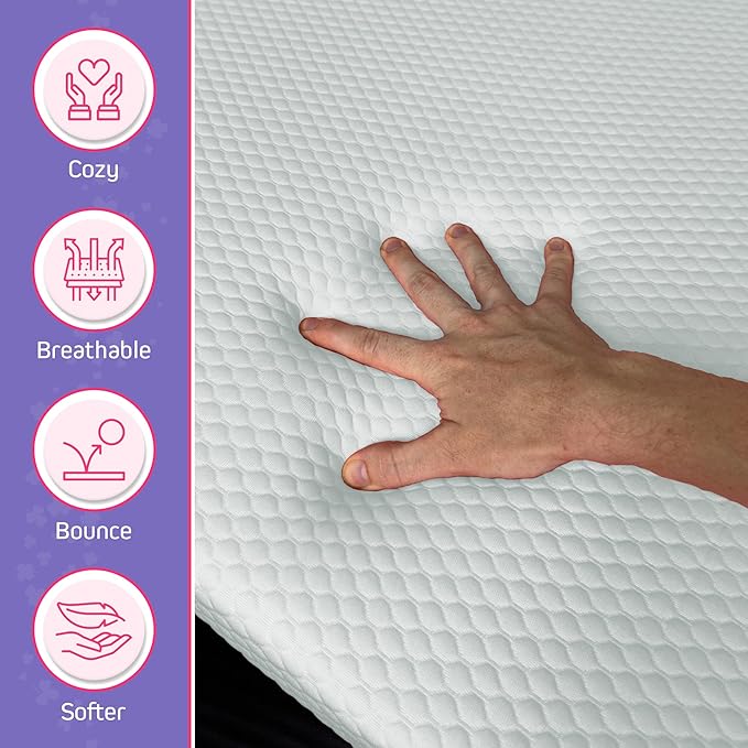 Lash Bed Foam Topper – 2.5 Inch Thick Memory Foam Massage Table Pad with Corner Straps & Anti-Slip Base, Comfortable Spa or Facial Bed Topper for Lash Extensions & Salon Use – White