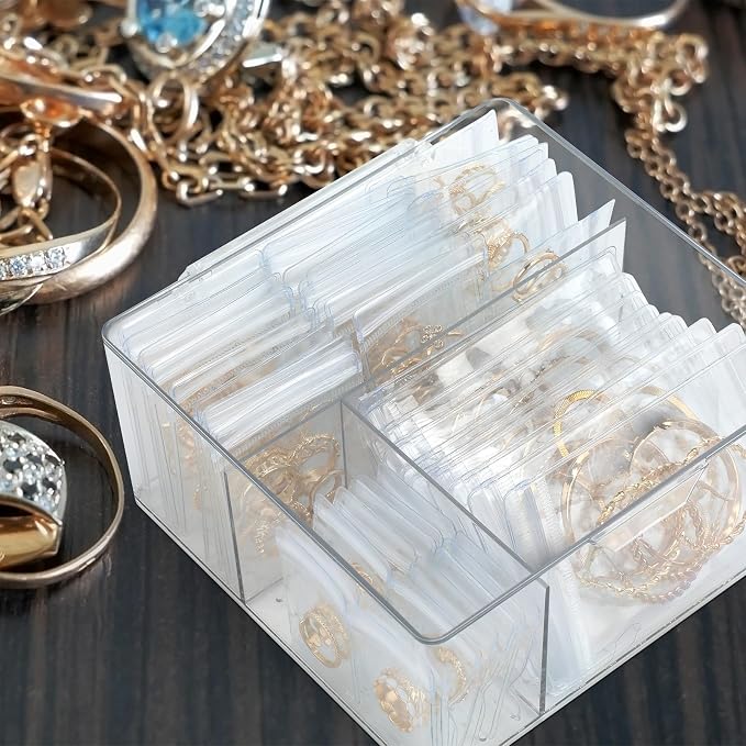 3 Pack 4-in-1 Clear Jewelry Box Organizers with 80 Portable Anti Tarnish Jewelry Bags, Acrylic Organizers and Storage for Women Girls Earrings Rings Necklaces Bracelets Holder - Image 5