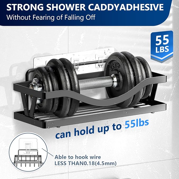 14 Pack Shower Caddy Adhesive Replacement, Strong Adhesive Hooks, Waterproof Shower Adhesive Strips, No Drilling, for Bathroom Storage Shelves and Kitchen Racks - Image 3