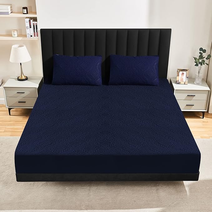 Sufdari Waterproof Mattress Protector, Full Quilted Fitted Mattress Cover, Breathable & Noiseless Mattress Pad, Ultra Soft Bed Cover Fitted Sheet Fits Up to 8-18" Deep Pocket