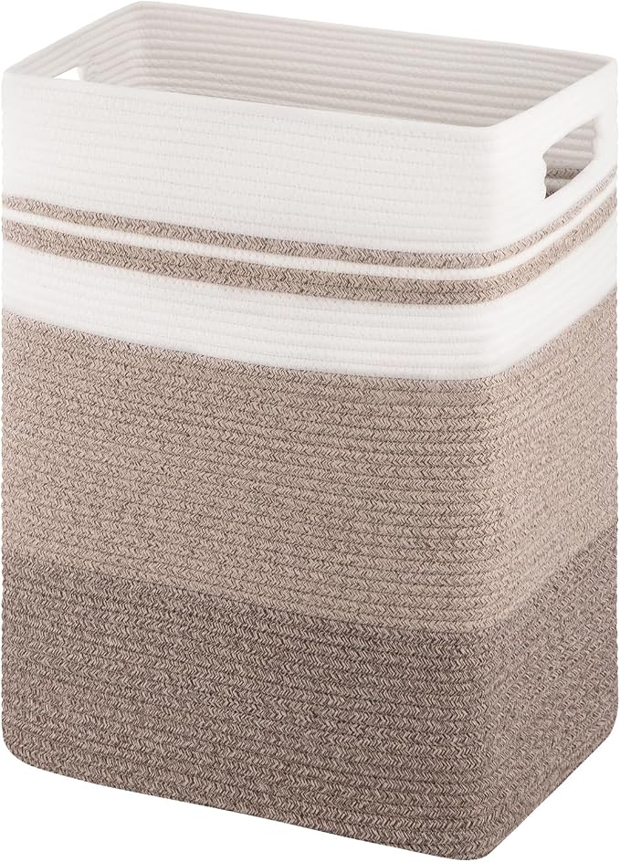 OIAHOMY Rectangle Laundry Basket, Large Laundry Hamper with Handles, Cotton Blanket Basket for Living room, Woven Decorative Storage Basket for Clothes,Pillows-16x13x22in-Gradient Yellow - Image 7