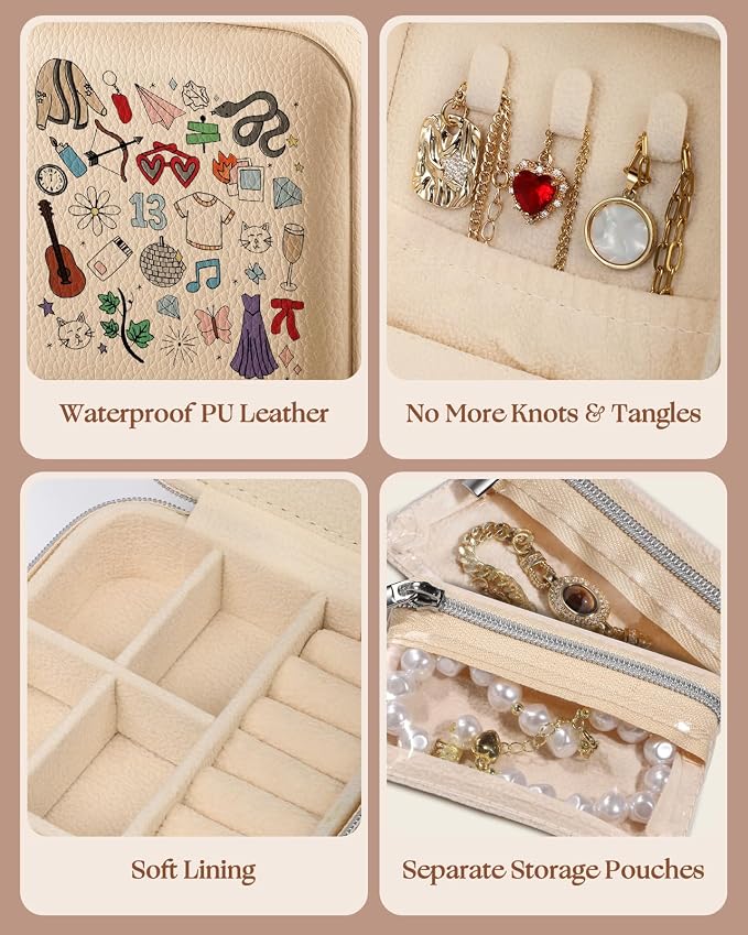 Bistup Travel Jewelry Case - Small Jewelry Organizers and Storage Box for Women Girls Teens Cute Traveling Jewelry Holder with Mirror Little Tiny Compact Modern Unique Aesthetic Pretty, Musician - Image 5