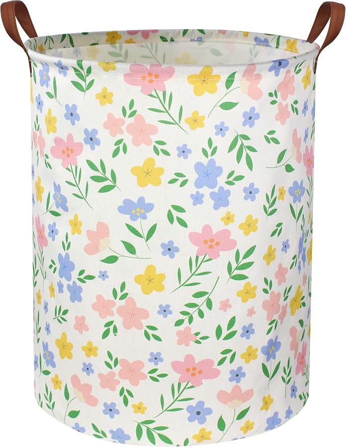 HIYAGON Girls Laundry hamper Baby Girl Hamper Kids Toy Storage Organizer Bins Gift Basket for Bedroom Decor(Flowers) by HIYAGON