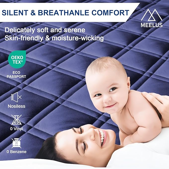 Waterproof Mattress Protector Queen Size, All-fit-One Soft Noiseless Bed Mattress Cover with Deep Pocket 8-21", Washable for Bedwetting, Cool Sleep，Suitable for Home Bedroom Hotel, Blue